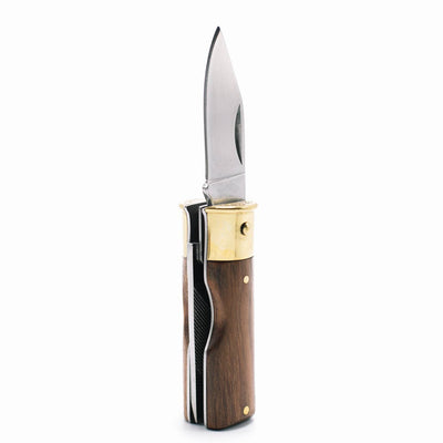 Shotgun Shell Knife with Brass and Mahogany Wood Handle